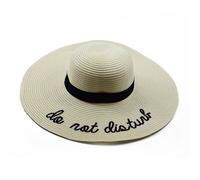 FUNMOON Chapeau Femmes Brodée Avec Lettres De Paille Grand Bord Jeunes De Soleil De Plage Offre Spéciale -511041