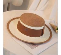 FUNMOON Chapeau Femmes De Paille Dessus Plat Élégant Rétro De Voyage Loisirs Plage De Soleil M Lettre Respirant Fleur -556031