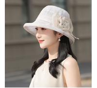 FUNMOON Chapeau Femmes De Protection Solaire En Filet Fleurs De Plage Pliable -644011