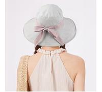 FUNMOON Chapeau Femmes De Soleil Carreaux En Coton Et Lin Double Face Élégant Large Bord Pliable Anti-UV Plage Plats Bob -653111