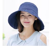 FUNMOON Chapeau Femmes De Soleil Été Large Bord De Plage Extérieur Solide Rayé Respirant Protection UV Souples -183071