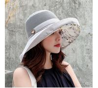 FUNMOON Chapeau Femmes De Soleil Fleurs Large Bord En Maille Protection UV La Plage Filet Pliable Collection Été -656071