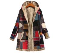 Funmoon Femmes capuche manches longues Vintage femmes Toison Thicken Bouton Manteaux Manteau XL