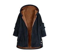 FUNMOON Femmes veste - Vareuse - Casaque - Blazer Casual Bouton Latéral Toison Solide Couleur Capuche Manches Longues De Poche M