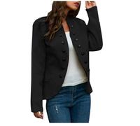 FUNMOON Femmes veste - Vareuse - Casaque - Blazer Taille Plus Boutons Ouvert Avant Militaire Dames Bureau Outwear M