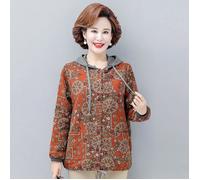 Funmoon manteau - caban - pardessus Femmes d'hiver chaud Outwear Bouton vintage imprimé ethnique polaire épaisse capuche S