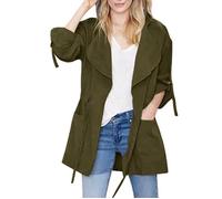 FUNMOON Manteau Femmes Mode Féminine Manches Longues Capuchon De Poche Avec Cordon De Serrage Coupe-Vent M