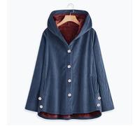 FUNMOON Manteau Femmes Taille Plus Hiver Chaud Bouton Solide Poches Thicker Outwear Capuchon L