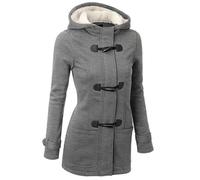 Funmoon Minetom Automne Hiver Chaud Femme Manteaux À Capuche Bouton Corne Blouson Veste En Coton Jacket Fleece Épais Désinvolte M