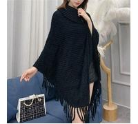 FUNMOON Poncho Femmes Les D'Hiver En Cachemire Tricoté Capes Châle Cardigans Pull Noir S