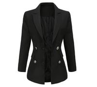 FUNMOON veste Femmes De Blazer Couleur Pure Revers Court Populaire Mature Dame Double Boutonnage Décontractée L