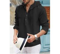 Funmoon VESTE - VAREUSE - CASAQUE - BLAZER Chemise à manches longues à capuche boutonnée en mélange de coton pour hommes, couleur M