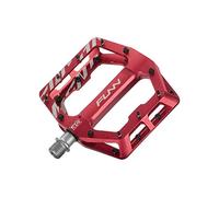 Funn Funndamental Pédales Plates Larges VTT, Axe CrMo | Corps alu 6061 CNC, concave profond 110x105mm, 44 picots réglables double sens, bords chanfreinés, axe 9/16, usage VTT et BMX