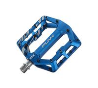 Funn Funndamental Pédales Plates - Pédales de vélo à Plateforme Large pour BMX/VTT, Adhérence réglable pour Une stabilité exceptionnelle, Axe CrMo de 9/16 Pouces (Bleu)