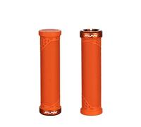 Funn Hilt JR Poignées de Guidon de VTT avec Un Seul Verrouillage à Serrage, poignées de Guidon de vélo avec Serrure avec Un diamètre intérieur de 19 mm, poignées de vélo Courtes (Orange)