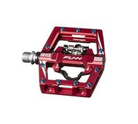 Funn Mamba S Pédales VTT Clipless, Pédales VTT à Clip Simple Face, Compatibles avec Les Cales SPD, Pédales de Vélo avec Axe CrMo de 9/16 Pouces pour VTT/BMX/Cyclisme Gravel (Rouge)