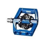 Funn Mamba S Pédales VTT Clipless, Double Face Clip Plateforme Compacte Pédales VTT, Compatibles avec Les Cales SPD, Pédales de Vélo avec Axe CrMo de 9/16 Pouces (Bleu)