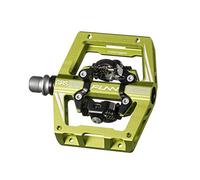 Funn Mamba S Pédales VTT Clipless, Double Face Clip Plateforme Compacte Pédales VTT, Compatibles avec Les Cales SPD, Pédales de Vélo avec Axe CrMo de 9/16 Pouces (Vert)