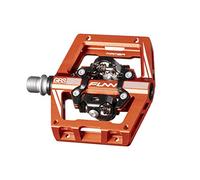 Funn Mamba S Pédales VTT Clipless, Double Face Clip Plateforme Compacte Pédales VTT, Compatibles avec Les Cales SPD, Pédales de Vélo avec Axe CrMo de 9/16 Pouces (Orange)