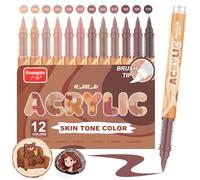 Funnasting Feutre Acrylique, 12 Brun tons marrons Pro Couleur série feutres acrylique Set pour la peinture sur roche, verre, tasses, bois, métal, bricolage