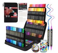 Funnasting feutre acrylique, 120 couleurs double pointe acrylic paint marker,contient 12 couleurs métalliques pour la peinture sur roche, le bois, la toile, la pierre, les céramiques