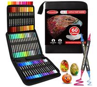 Funnasting Feutre Acrylique, 60 couleurs à double pointe Acrylic Paint Marker, Marqueur Peinture Acrylique avec pointe pinceau et pointe fine, stylos à peinture pour les rochers, le bois, la toile