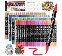 Funnasting Feutre Acrylique, 80 couleurs pointe double Feutres Acryliques, Marqueur Peinture Acrylique avec pointe fine et pointe pinceau pour la peinture sur verre, tissu, céramique, œuf, roche
