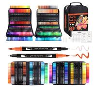 Funnasting Feutre Coloriage, 168 Stylos Colorier Double Pointe Aquarelle pour Adulte Enfant, Pinceaux Marqueurs pour Coloriage, Dessin, Création Artistique