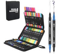 Funnasting Feutre Coloriage, 72 Stylos Colorier Double Pointe Aquarelle pour Adulte, Pinceaux Marqueurs pour Coloriage, Dessin, Création Artistique