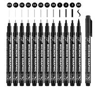 Funnasting Lot de 12 stylos à pointe fine et pointe moyenne avec encre pigmentée imperméable pour dessin, écrire, dessiner, dessiner, non toxique et sans danger