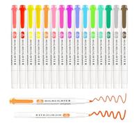 Funnasting Surligneurs Pastel, 15 Colorés Double Tête Surligneurs Pastel, Highlighters Marqueurs Paste pour Surligner, Souligner et Colorier