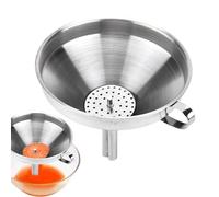 Funnel With Filter - Stainless Steel Double Mesh Screen, Removable Fine Sieve Layer, Wide Mouth Pouring Top, Heat Resistant Metal Body | Strainer Funnel For Kitchen Oils Sauces Vinegar Wine Infused