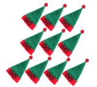 FUNNETOYU 10 Pièces Mini Christmas Hats for Wine Bottles and Crafts Tiny Santa Top Hats for Holiday Party Decoration Doll Accessories and DIY Festive Decor