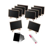 FUNNETOYU 10 pièces Mini Tableau Ardoise Bois avec Support Tableau Effaçable pour Messages Décoration de Table pour Fêtes et avec Marqueurs