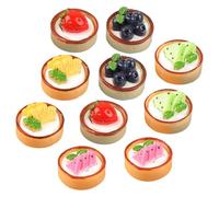 FUNNETOYU 10 Pièces Miniature Decorative Fake Fruit Cake Models For Home Kitchen Office Bakery Party Wedding Realistic Resin Craft Cupcake Props For DIY And Display