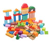 FUNNETOYU 100 pièces Blocs de Construction Bois pour Garçon Fille Éducatif Blocs Géométriques pour Développer Les Compétences Cognitives et Manuelles des Tout Petits