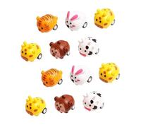 FUNNETOYU 12 pièces Jouets Voiture à Tirer Mini Animaux pour Garçon Fille Modèles de Véhicules Solides Abs pour Développement Créatif et Jeu Éducatif