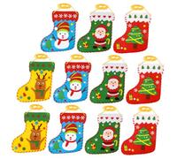 FUNNETOYU 12 Pièces Kit de Couture Chaussettes de Noël Feutre pour Garçon Fille Activité Manuelle Éducative DIY Matériaux Non Tissés pour Débutants Cadeau Créatif et Ludique