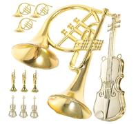 FUNNETOYU 12 Pièces Miniatures Instruments de Musique Ornements Suspendus Noël Décorations pour Sapin Modèles de Trompette et Violon Dorés Accessoires DIY Fête