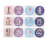 FUNNETOYU 12pièces Autocollants Garçon Fille Jalons Mensuels Adorables Gommettes Mois Réutilisables Sans Résidu Né Et Album Photo Souvenir