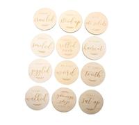 FUNNETOYU 12pièces Cartes De Croissance Bois pour Disques Photos Accessoires De Photographie pour Nouveaux-nés Prop pour Capturer Les Moments Précieux