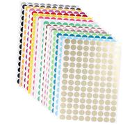 FUNNETOYU 16 feuilles Détiquettes Rondes Autocollantes Colorées Pastilles Adhésives Multicolores pour Classification Décorations et Organisation à Usage Domestique Scolaire et Bureau Auto