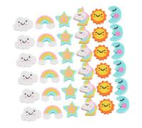 FUNNETOYU 180 Pièces Mini Erasers For Creative Rainbow Moon Shapes Cute Pencil Erasers Childrens Fun Residue Back To School Supplies Party Favors