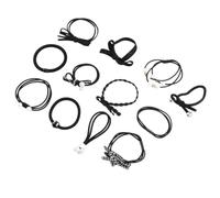 FUNNETOYU 1ensemble Set de Élastiques Cheveux Noirs avec Perles Imitation Bandeaux Élastiques Tresse pour Filles Accessoires Coiffure Quotidienne et Mariage Maintien Ferme et Style Élégant