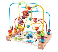 FUNNETOYU 1Pièce Éducatif Bois pour Garçon Fille Labyrinthe Océanique avec Perles Colorées Développement des Compétences Motrices et Cognitives pour Garçons et Filles Matériel