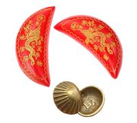 FUNNETOYU 2 paires Tasses Divinatoires et pour Rituels Taoïstes et Bouddhistes Décoration de Temple avec Gravures Élaborées Outils Sacrés de Divination