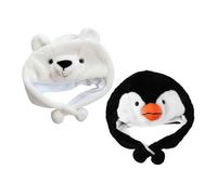 FUNNETOYU 2 Pièces Animal Hat Garçon Fille Bonnet Polaire Peluche Souple Ours et Pingouin Chapeaux Cartoon Adaptés Activités Extérieures Printemps Automne Hiver