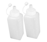 FUNNETOYU 2 Pièces Bouteilles de Compression avec Couvercle Flacons Souples Plastique Transparent pour Sauce Huile Vinaigrette Ketchup Moutarde et Mayonnaise Récipient Pratique et Étanche