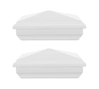 FUNNETOYU 2 Pièces Capuchon de Poteau de Clôture Carré Pyramidal en Pvc Blanc 5