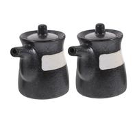 FUNNETOYU 2 pièces Distributeur Sauce Soja Céramique Lot Bouteilles Huile Vinaigre Résistantes Haute Température pour Cuisine Japonaise Condiments